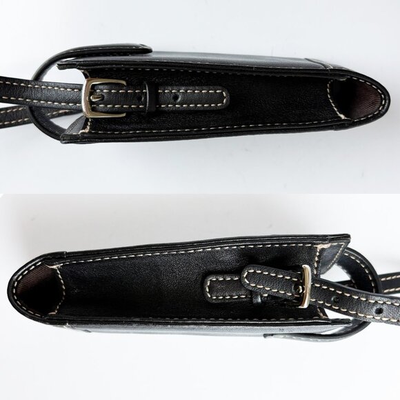 Vintage Coach Cell Phone Case Black Leather White Stitch 90s Retro - Picture 5 of 7